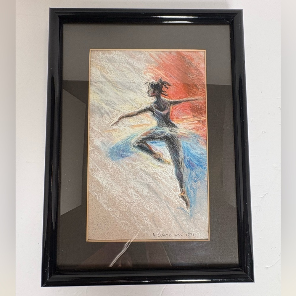 Vintage Framed Ballet Dancer Art Signed